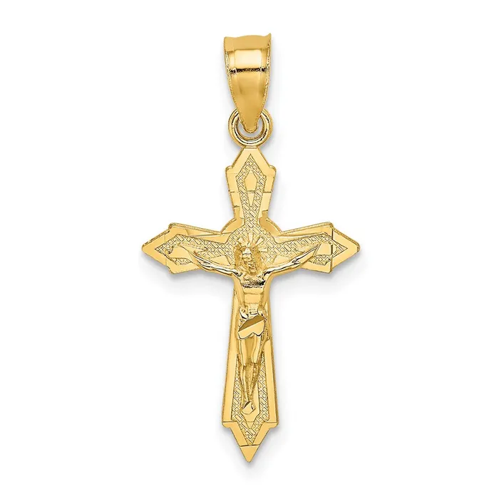 14K W Arrow Pointed Ends Crucifix Charm TreasureFineJewelers Charm Necklaces