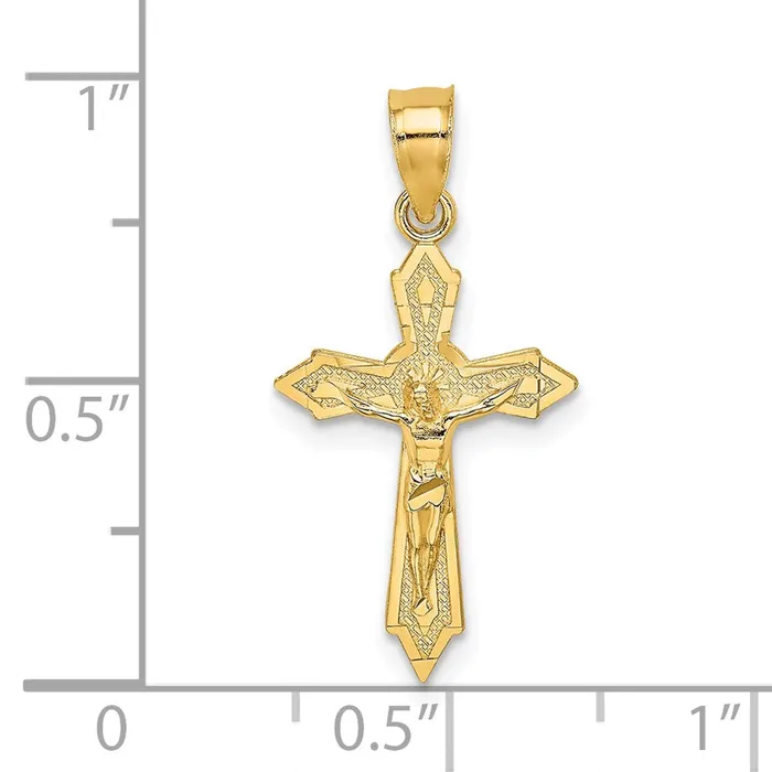 14K W Arrow Pointed Ends Crucifix Charm TreasureFineJewelers Charm Necklaces