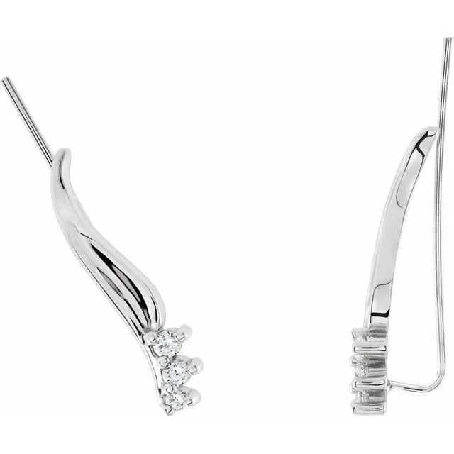 14K White 16 CTW Diamond Ear Climbers TreasureFineJewelers Earrings