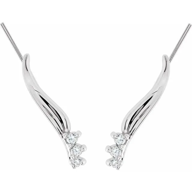14K White 16 CTW Diamond Ear Climbers TreasureFineJewelers Earrings