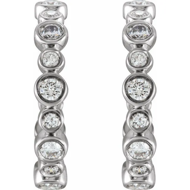 14K White 38 CTW Diamond Hoop Earrings TreasureFineJewelers Earrings