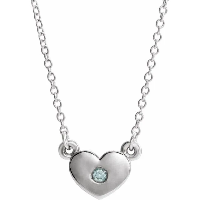 14K White Blue Zircon Heart 16 Necklace TreasureFineJewelers Necklaces