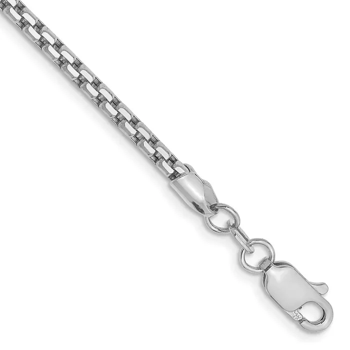 14K White Gold 8 inch 245mm SemiSolid Round Box with Lobster Clasp Bracelet TreasureFineJewelers Bracelets 14K White Gold 8 inch 245mm SemiSolid Round Box with Lobster Clasp Bracelet TreasureFineJewelers Bracelets