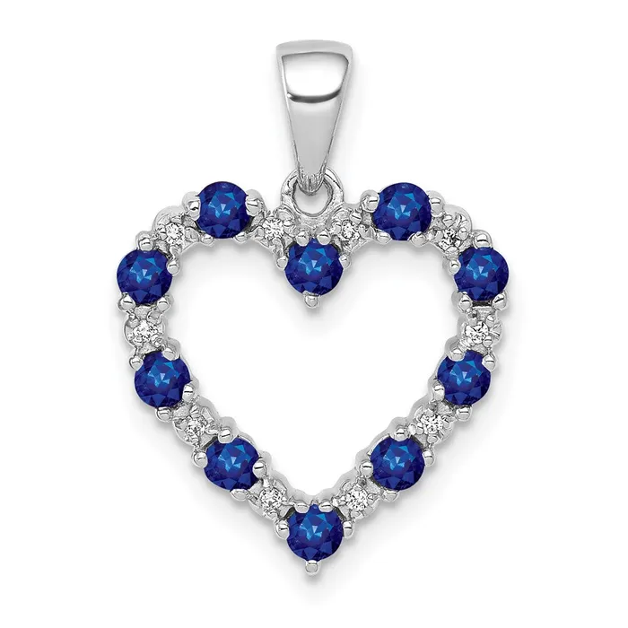 14k White Gold Diamond and Sapphire Heart Pendant TreasureFineJewelers Necklaces 14k White Gold Diamond and Sapphire Heart Pendant TreasureFineJewelers Necklaces