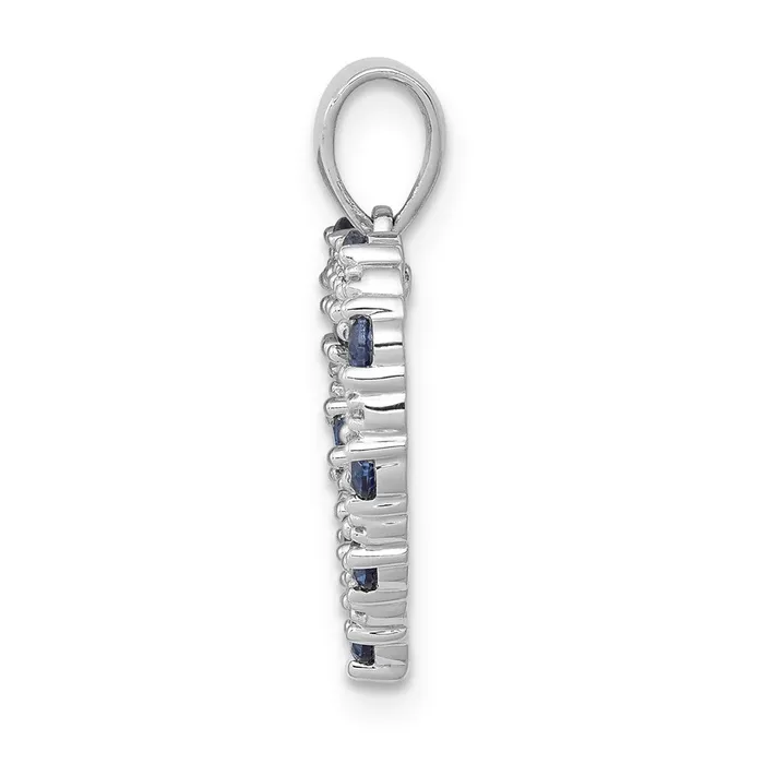 14k White Gold Diamond and Sapphire Heart Pendant TreasureFineJewelers Necklaces