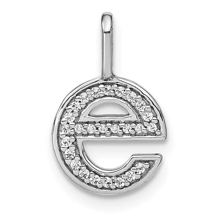 14K White Gold Diamond Lower Case Letter E Initial Pendant TreasureFineJewelers Necklaces 14K White Gold Diamond Lower Case Letter E Initial Pendant TreasureFineJewelers Necklaces