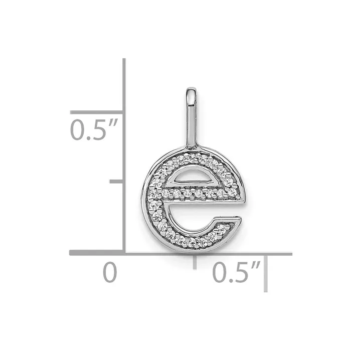 14K White Gold Diamond Lower Case Letter E Initial Pendant TreasureFineJewelers Necklaces