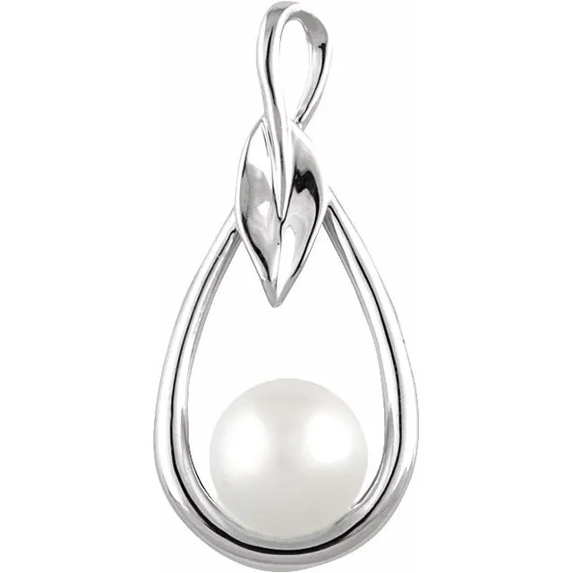 14K White Gold Freshwater Cultured Pearl Pendant TreasureFineJewelers Necklaces 14K White Gold Freshwater Cultured Pearl Pendant TreasureFineJewelers Necklaces