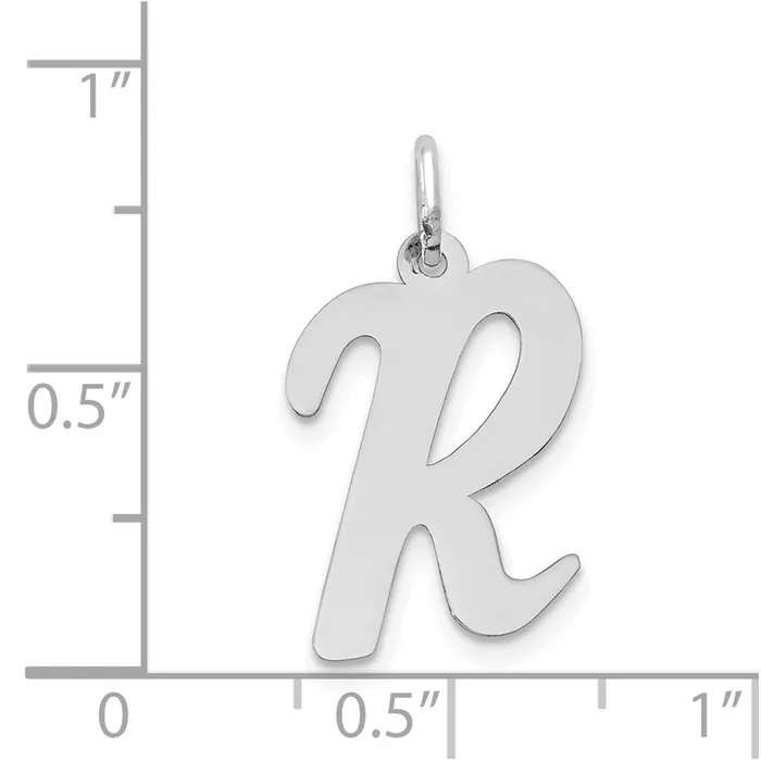 14k White Gold Large Script Letter R Initial Charm TreasureFineJewelers Charm Necklaces