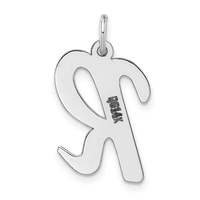 14k White Gold Large Script Letter R Initial Charm TreasureFineJewelers Charm Necklaces