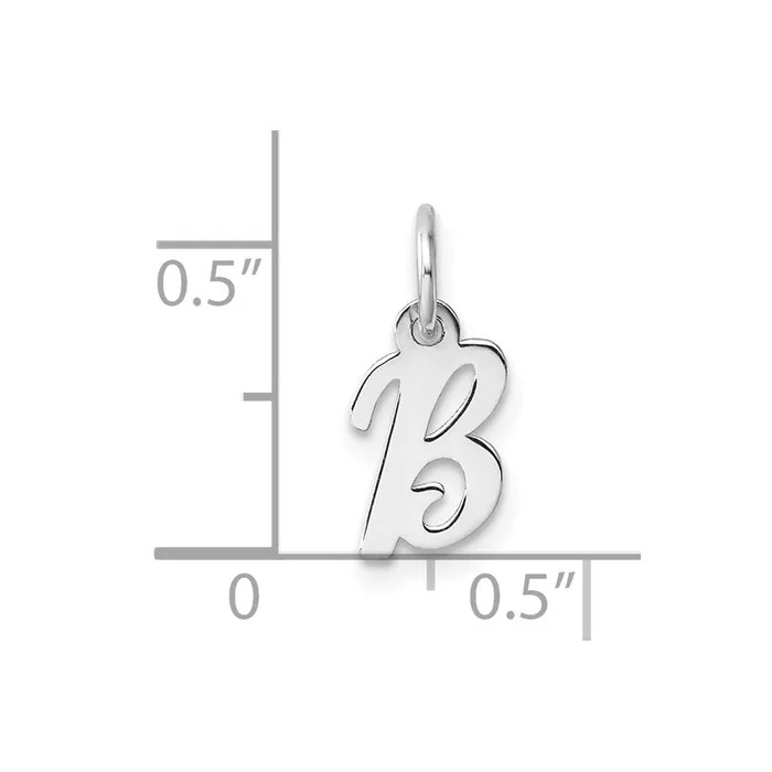 14k White Gold Small Script Letter B Initial Charm TreasureFineJewelers Charm Necklaces