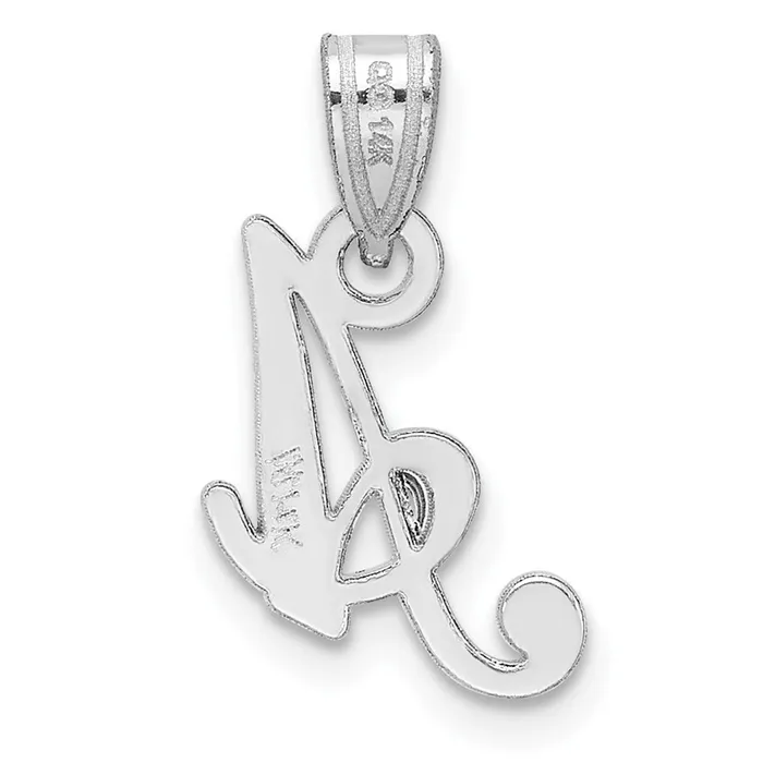 14k White Gold White Gold Script Letter A Initial Pendant TreasureFineJewelers Necklaces