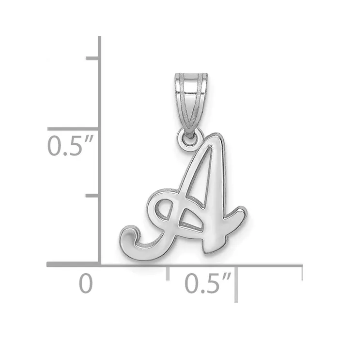 14k White Gold White Gold Script Letter A Initial Pendant TreasureFineJewelers Necklaces