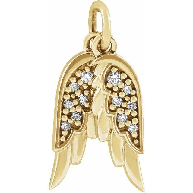 14K Yellow Gold 03 CTW Natural Diamond Angel Wings Pendant TreasureFineJewelers Necklaces 14K Yellow Gold 03 CTW Natural Diamond Angel Wings Pendant TreasureFineJewelers Necklaces