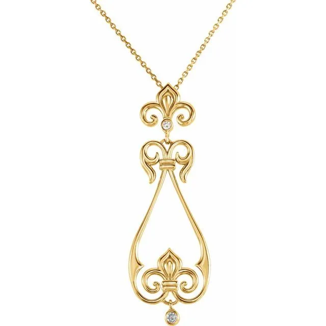 14K Yellow Gold 08 CTW Natural Diamond FleurdeLis 18 Necklace TreasureFineJewelers Necklaces 14K Yellow Gold 08 CTW Natural Diamond FleurdeLis 18 Necklace TreasureFineJewelers Necklaces