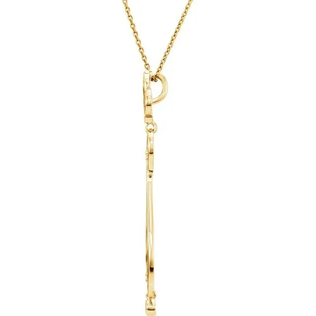 14K Yellow Gold 08 CTW Natural Diamond FleurdeLis 18 Necklace TreasureFineJewelers Necklaces