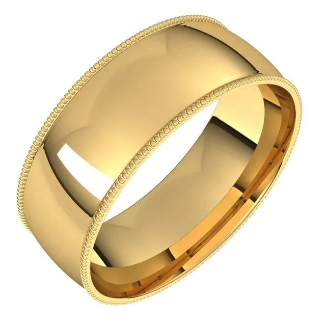 14K Yellow Gold 7 mm Milgrain Half Round Comfort Fit Light Wedding Band TreasureFineJewelers Rings 14K Yellow Gold 7 mm Milgrain Half Round Comfort Fit Light Wedding Band TreasureFineJewelers Rings