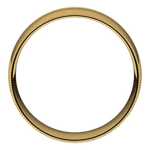 14K Yellow Gold 7 mm Milgrain Half Round Comfort Fit Light Wedding Band TreasureFineJewelers Rings