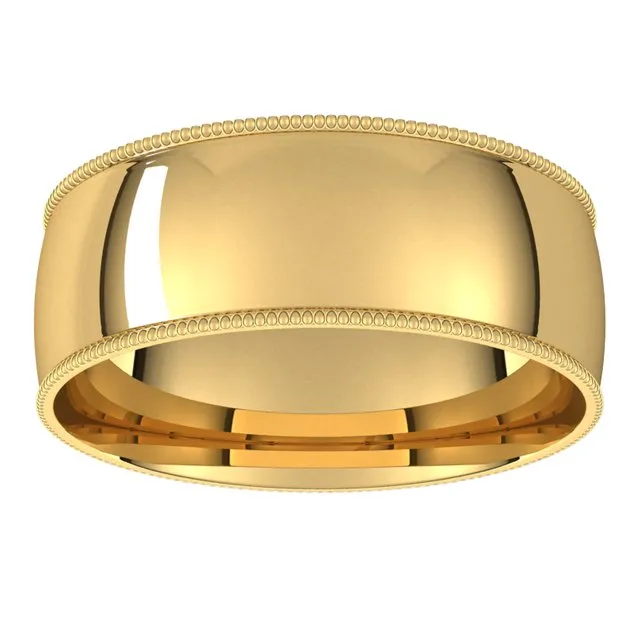 14K Yellow Gold 7 mm Milgrain Half Round Comfort Fit Light Wedding Band TreasureFineJewelers Rings