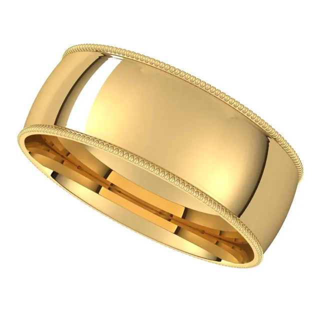 14K Yellow Gold 7 mm Milgrain Half Round Comfort Fit Light Wedding Band TreasureFineJewelers Rings