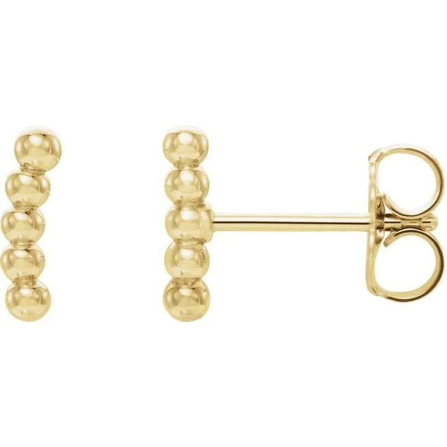 14K Yellow Gold 83x19 mm Curved Beaded Earrings TreasureFineJewelers Earrings 14K Yellow Gold 83x19 mm Curved Beaded Earrings TreasureFineJewelers Earrings