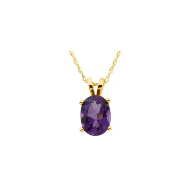 14K Yellow Gold 8x6 mm Oval Amethyst Solitaire 18 Necklace TreasureFineJewelers Necklaces 14K Yellow Gold 8x6 mm Oval Amethyst Solitaire 18 Necklace TreasureFineJewelers Necklaces