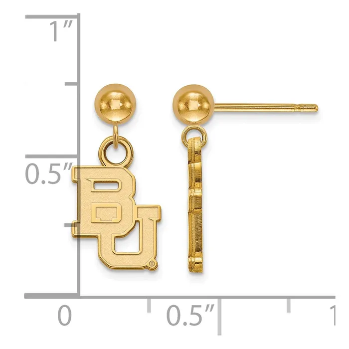 14K Yellow Gold Baylor University Earrings Dangle Ball TreasureFineJewelers Earrings