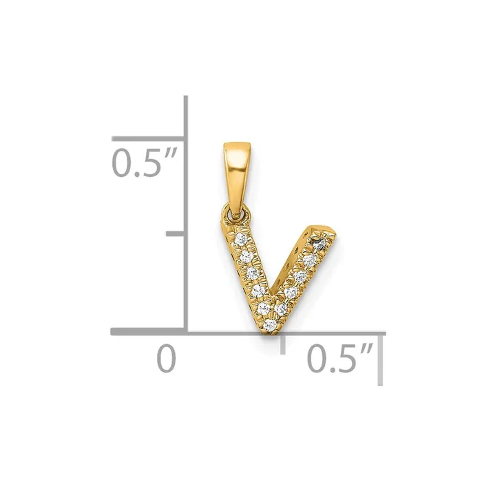 14k Yellow Gold Diamond Letter V Initial with Bail Pendant TreasureFineJewelers Necklaces