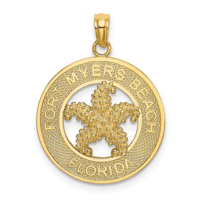 14k Yellow Gold FT MYERS BEACH FLORIDA w Starfish Charm TreasureFineJewelers Charm Necklaces 14k Yellow Gold FT MYERS BEACH FLORIDA w Starfish Charm TreasureFineJewelers Charm Necklaces