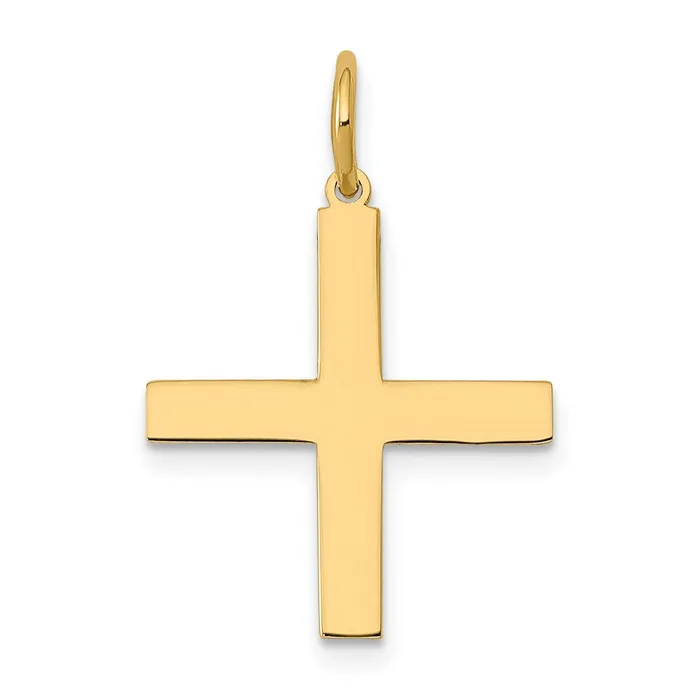14k Yellow Gold Laser Designed Greek Cross Charm TreasureFineJewelers Charm Necklaces