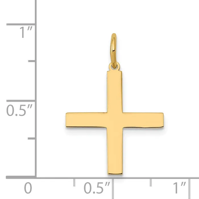 14k Yellow Gold Laser Designed Greek Cross Charm TreasureFineJewelers Charm Necklaces