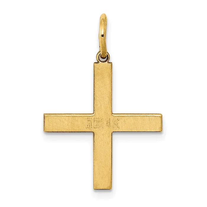 14k Yellow Gold Laser Designed Greek Cross Charm TreasureFineJewelers Charm Necklaces
