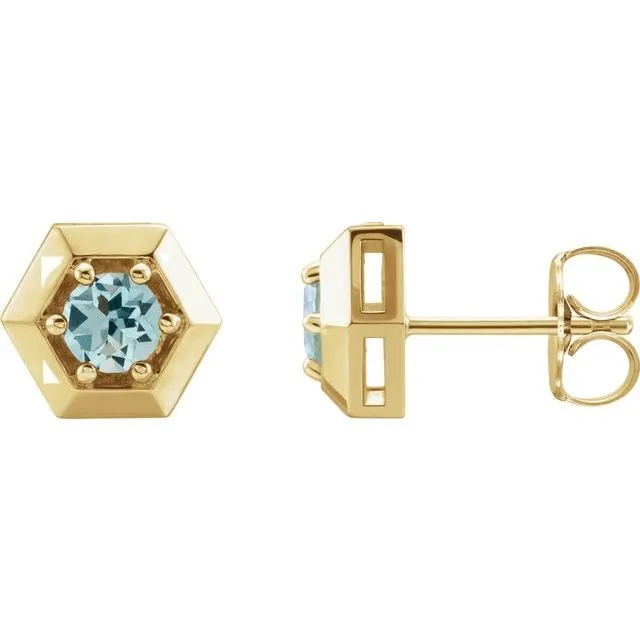14K Yellow Gold Natural Aquamarine Geometric Earrings TreasureFineJewelers Earrings 14K Yellow Gold Natural Aquamarine Geometric Earrings TreasureFineJewelers Earrings