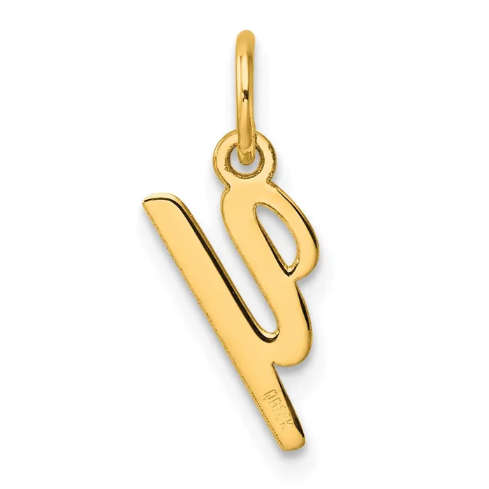 14k Yellow Gold Small Script Letter Y Initial Charm TreasureFineJewelers Charm Necklaces