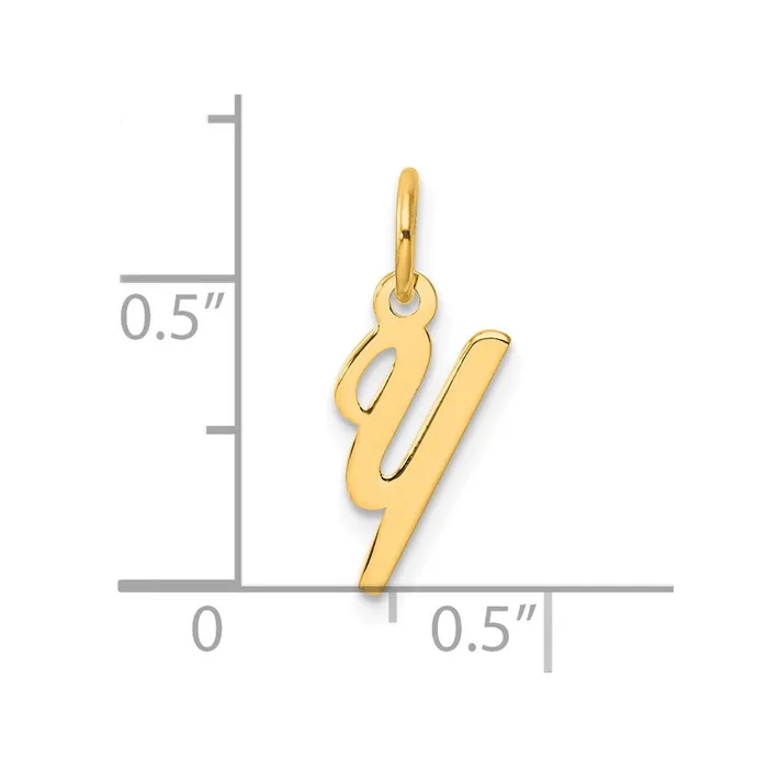 14k Yellow Gold Small Script Letter Y Initial Charm TreasureFineJewelers Charm Necklaces