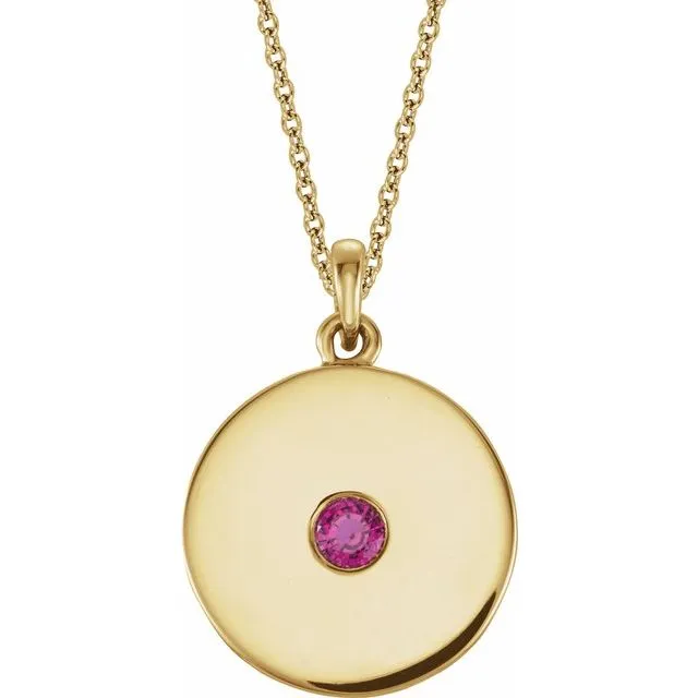 14K Yellow LabCreated Ruby Disc 1618 Necklace TreasureFineJewelers Necklaces 14K Yellow LabCreated Ruby Disc 1618 Necklace TreasureFineJewelers Necklaces