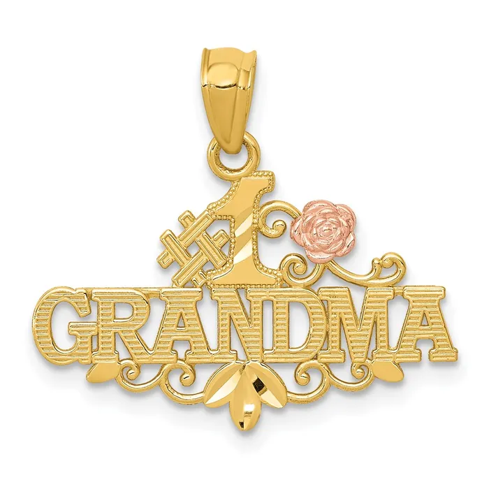 14k Yellow Rose Diamondcut 1 GRANDMA wRose Pendant TreasureFineJewelers Necklaces 14k Yellow Rose Diamondcut 1 GRANDMA wRose Pendant TreasureFineJewelers Necklaces