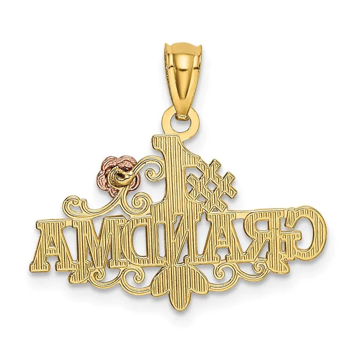 14k Yellow Rose Diamondcut 1 GRANDMA wRose Pendant TreasureFineJewelers Necklaces