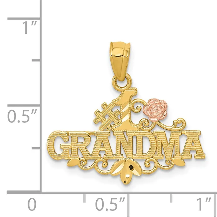 14k Yellow Rose Diamondcut 1 GRANDMA wRose Pendant TreasureFineJewelers Necklaces