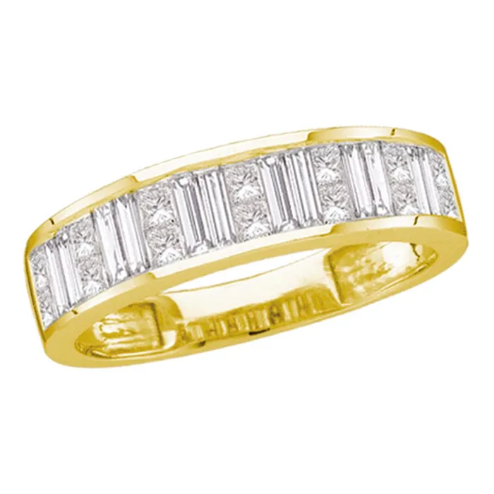 14kt yellow gold womens baguette princess diamond wedding anniversary band 100 cttw11505 North Arrow Shop Rings
