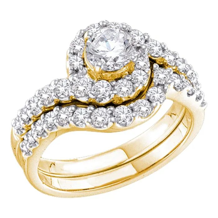 14kt yellow gold womens round diamond bridal wedding engagement ring band set 1 38 cttw47876 North Arrow Shop Rings 14kt yellow gold womens round diamond bridal wedding engagement ring band set 1 38 cttw47876 North Arrow Shop Rings