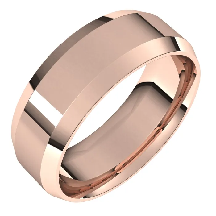 18K Rose 7 mm Beveled Edge Comfort Fit Light Band TreasureFineJewelers Rings 18K Rose 7 mm Beveled Edge Comfort Fit Light Band TreasureFineJewelers Rings
