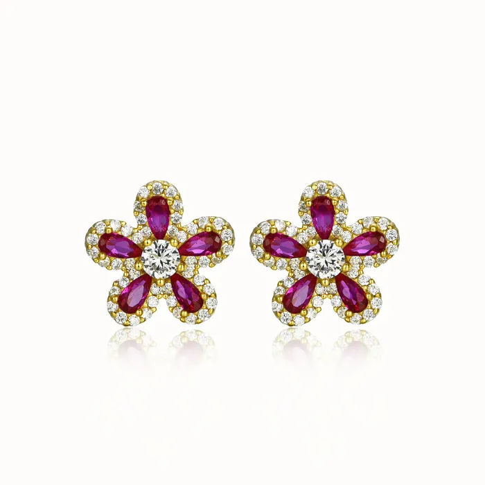 5 petal flower sterling studs Perfect Piercing Earrings