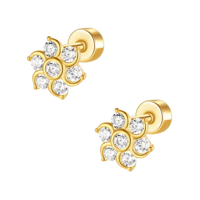 925 Silver Windmill CZ Diamond Flat Back Earrings Trendolla Jewelry Earrings