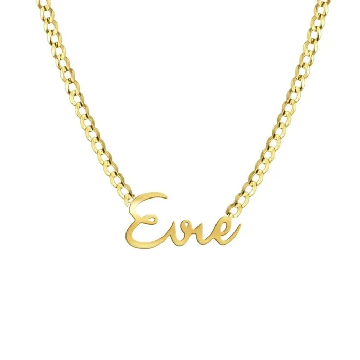 ALEV Jewelry Script or Block Name Cuban Necklace Alev Necklaces
