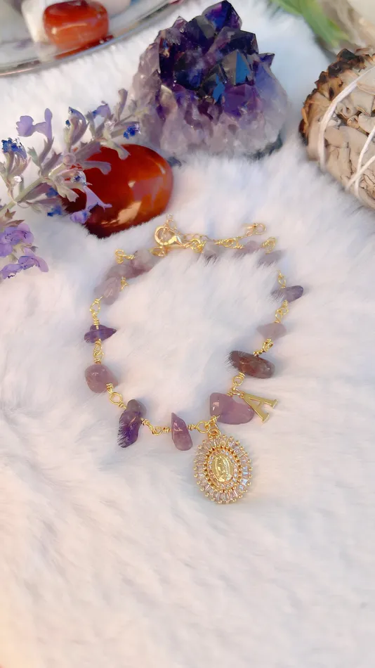 Amethyst Mary Initial Bracelet MP Jewelry Bracelets