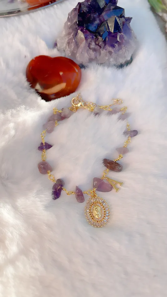 Amethyst Mary Initial Bracelet MP Jewelry Bracelets