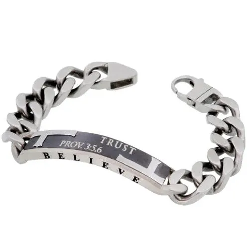 Bracelets PROVERBS 356 TRUST Bracelet Stainless Steel Curb Chain with Crosses North Arrow Shop Bracelets PROVERBS 356 TRUST Bracelet Stainless Steel Curb Chain with Crosses North Arrow Shop