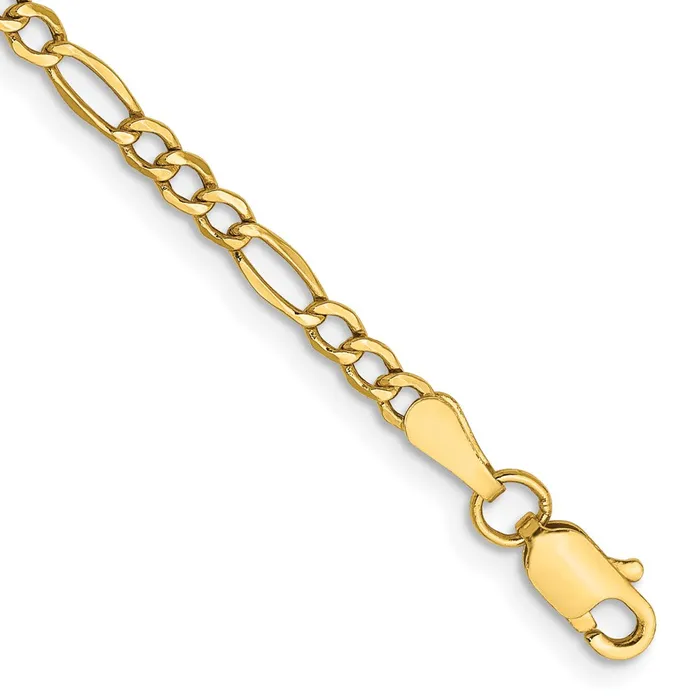 Bracelets TreasureFineJewelers 14K 7 inch 25mm SemiSolid Figaro with Lobster Clasp Bracelet Bracelets TreasureFineJewelers 14K 7 inch 25mm SemiSolid Figaro with Lobster Clasp Bracelet