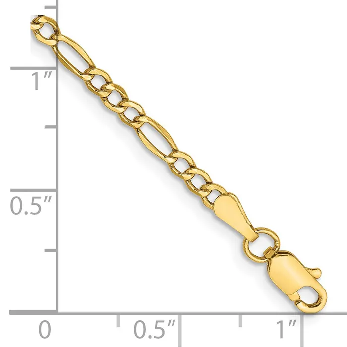 Bracelets TreasureFineJewelers 14K 7 inch 25mm SemiSolid Figaro with Lobster Clasp Bracelet